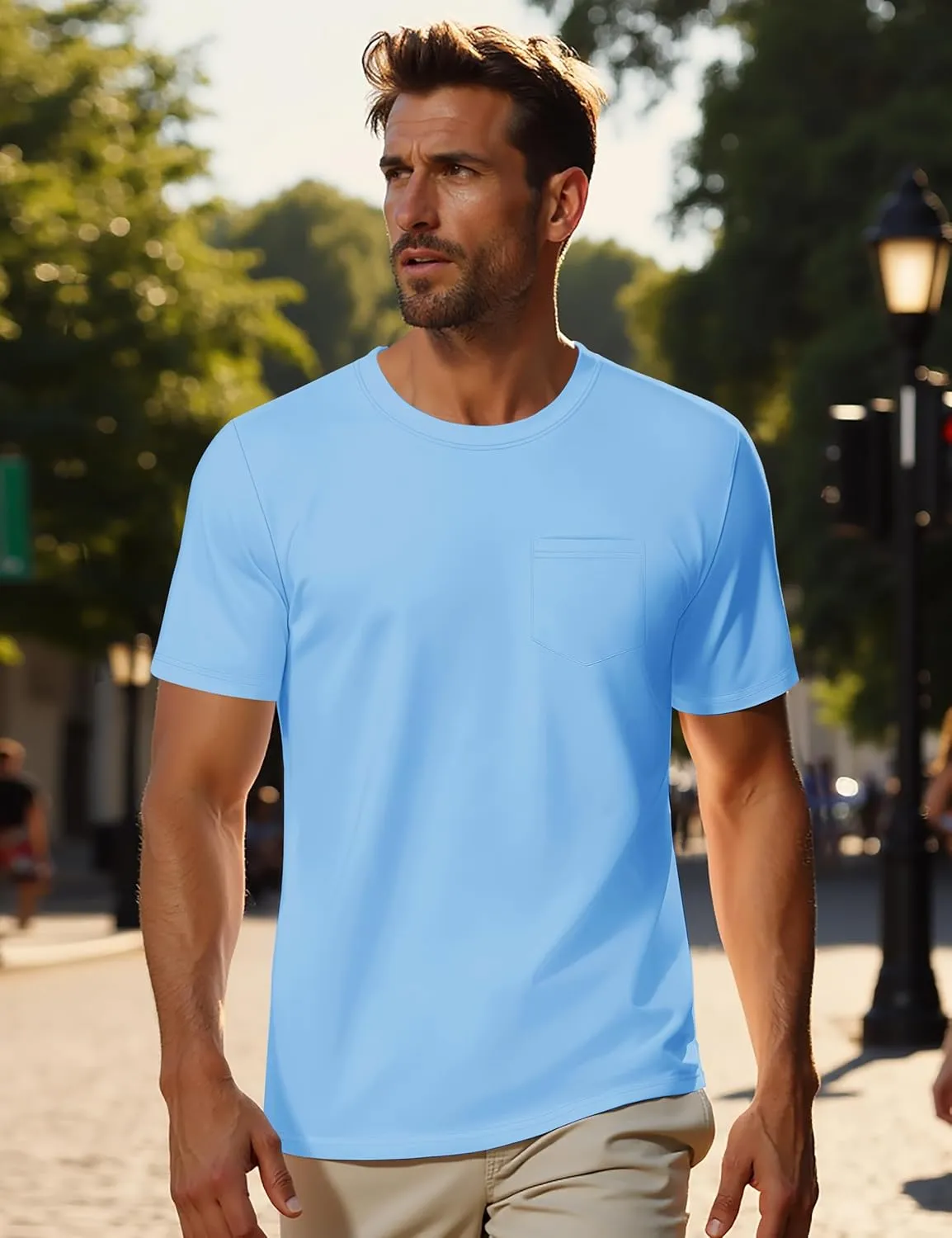 MAGNIVIT Men's Cotton Pocket Tee Shirts Soft Crew Neck Solid Color T Shirt Casual Short Sleeve Summer Basic Tops