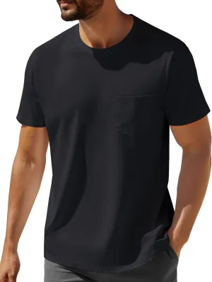 MAGNIVIT Men's Cotton Pocket Tee Shirts Soft Crew Neck Solid Color T Shirt Casual Short Sleeve Summer Basic Tops
