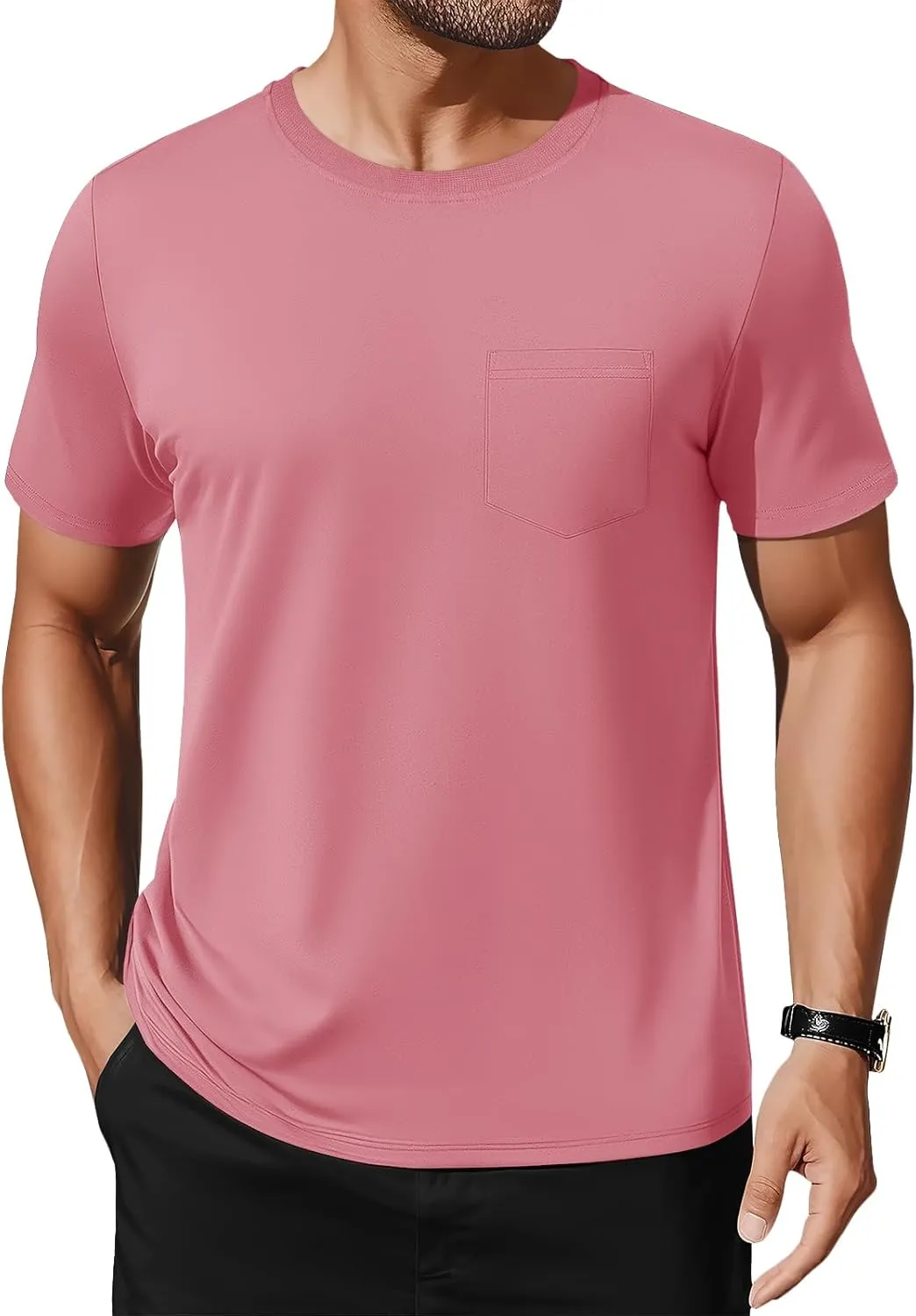 MAGNIVIT Men's Cotton Pocket Tee Shirts Soft Crew Neck Solid Color T Shirt Casual Short Sleeve Summer Basic Tops