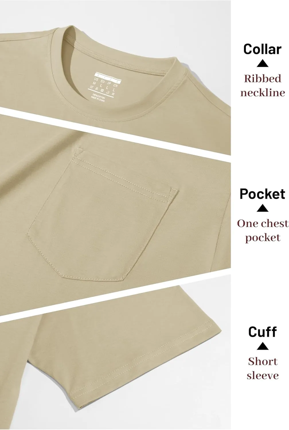 MAGNIVIT Men's Cotton Pocket Tee Shirts Soft Crew Neck Solid Color T Shirt Casual Short Sleeve Summer Basic Tops