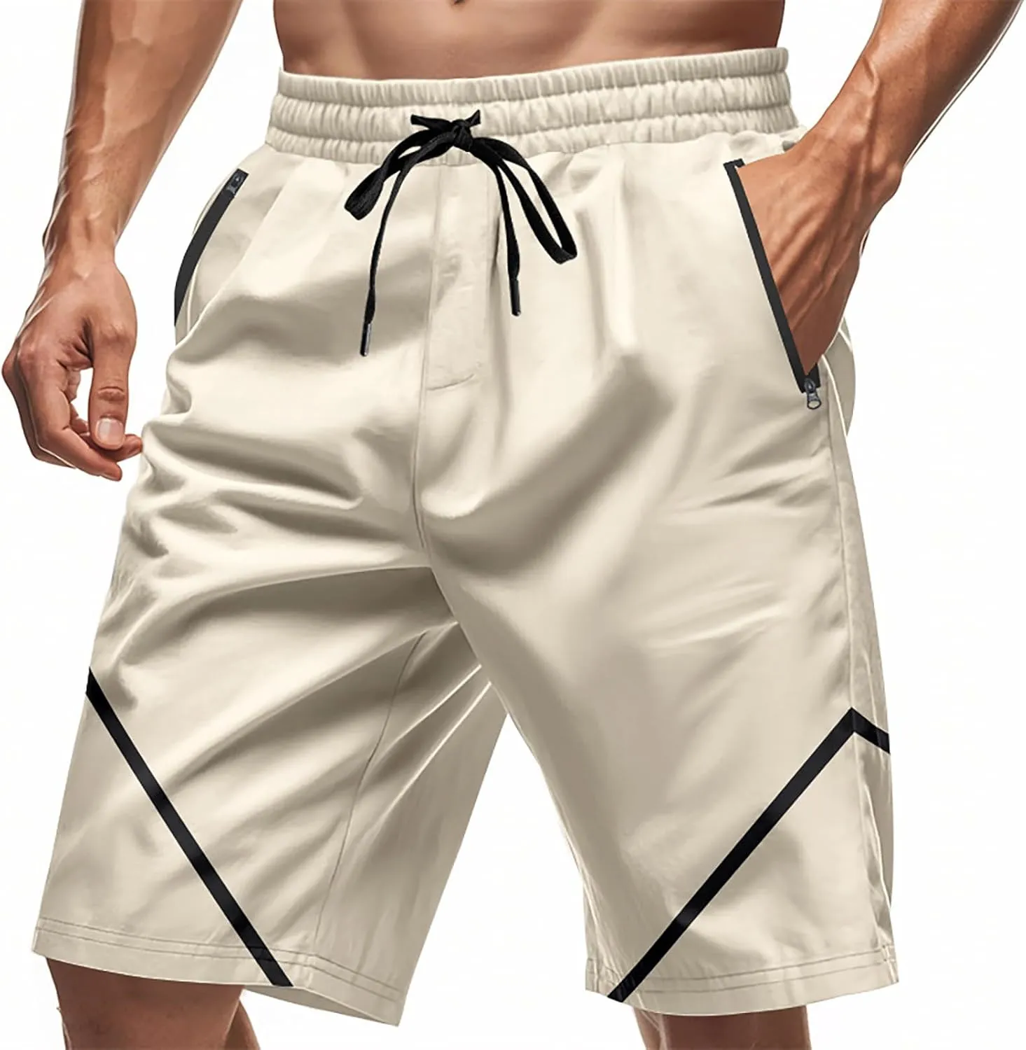 Men Athletic Shorts Beach Basketball Workout SweatShorts Elastic Waist Drawstring Loose Fit Comfy Shorts with Pockets