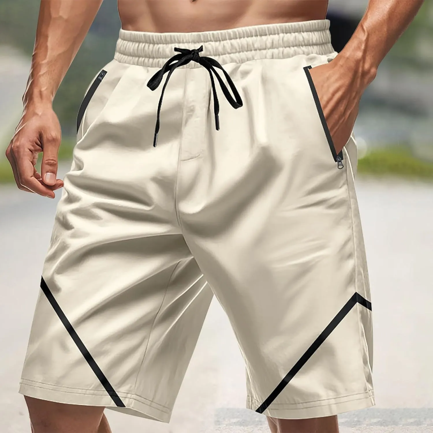Men Athletic Shorts Beach Basketball Workout SweatShorts Elastic Waist Drawstring Loose Fit Comfy Shorts with Pockets