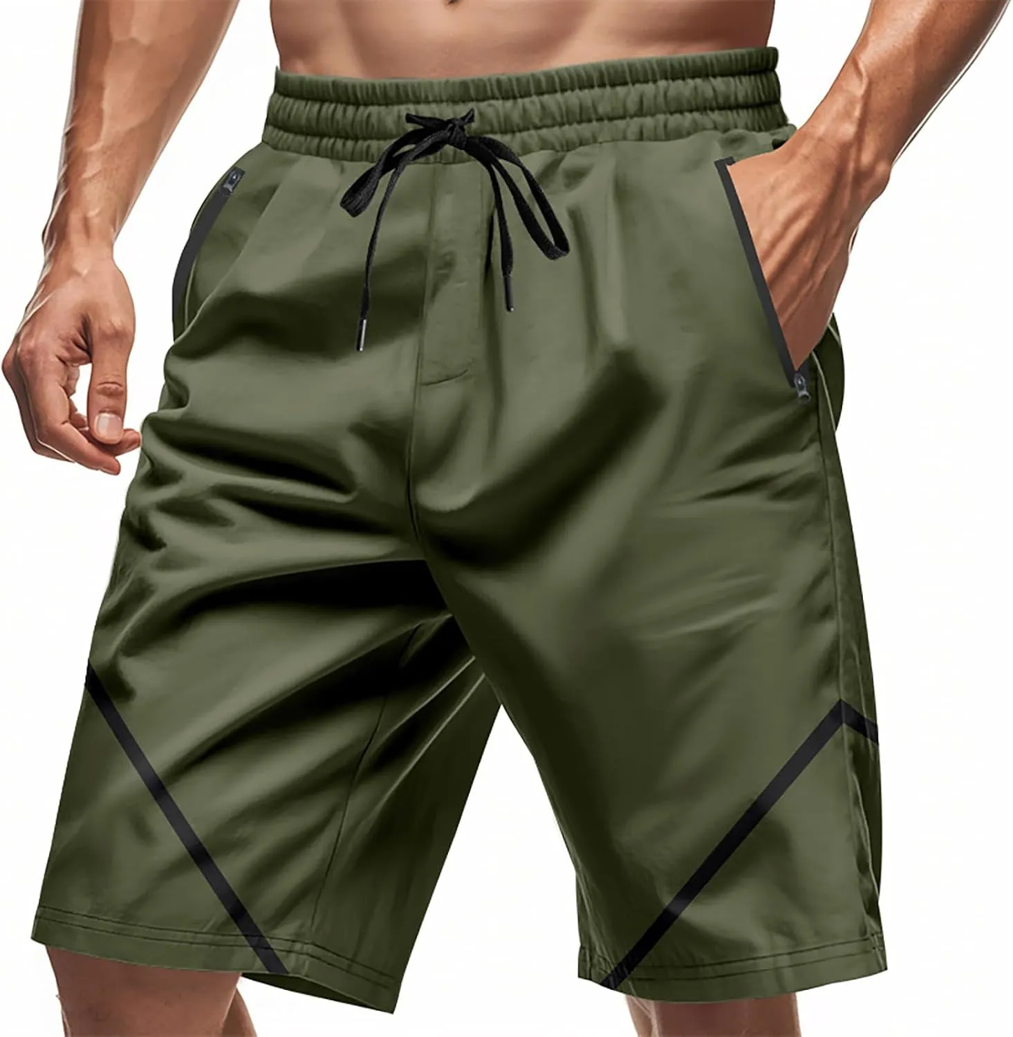 Men Athletic Shorts Beach Basketball Workout SweatShorts Elastic Waist Drawstring Loose Fit Comfy Shorts with Pockets