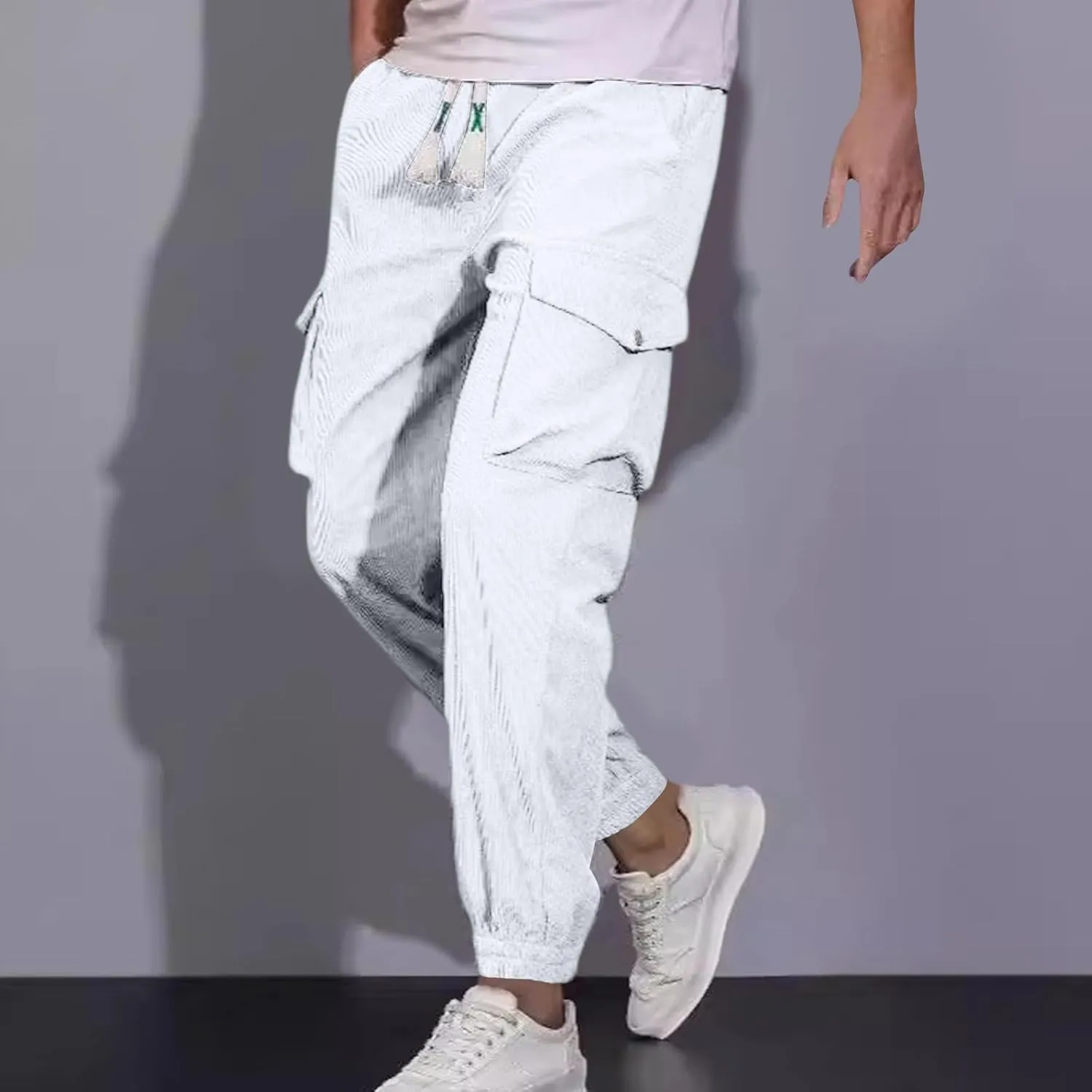 Men Casual Jogger Pants Loose Elastic Waist Drawstring Cargo Pant Fashion Workout Hiking Lounge Trousers with Pocket