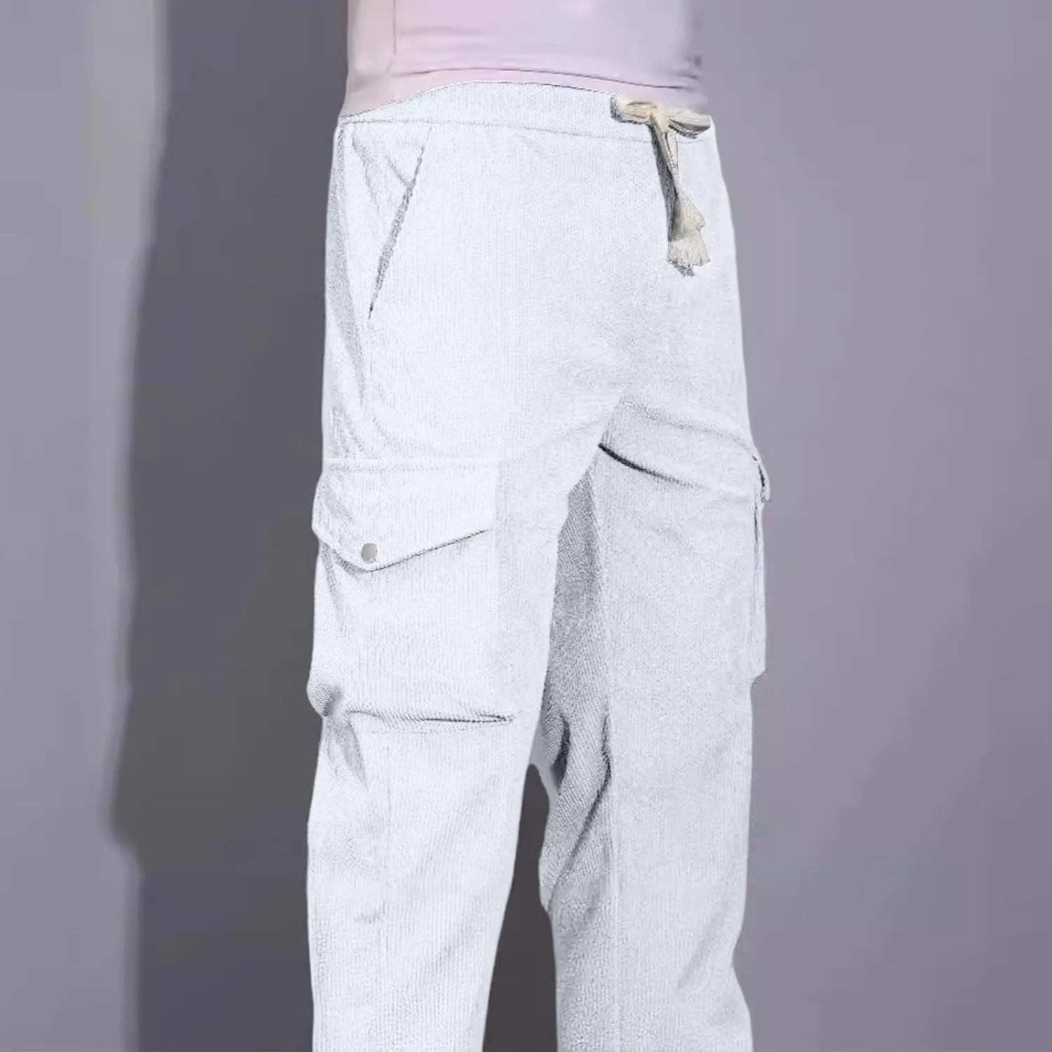Men Casual Jogger Pants Loose Elastic Waist Drawstring Cargo Pant Fashion Workout Hiking Lounge Trousers with Pocket