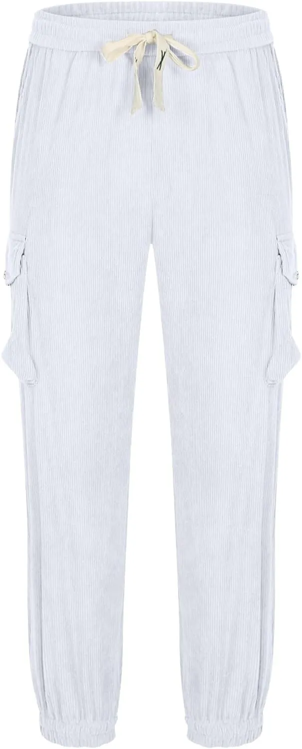 Men Casual Jogger Pants Loose Elastic Waist Drawstring Cargo Pant Fashion Workout Hiking Lounge Trousers with Pocket