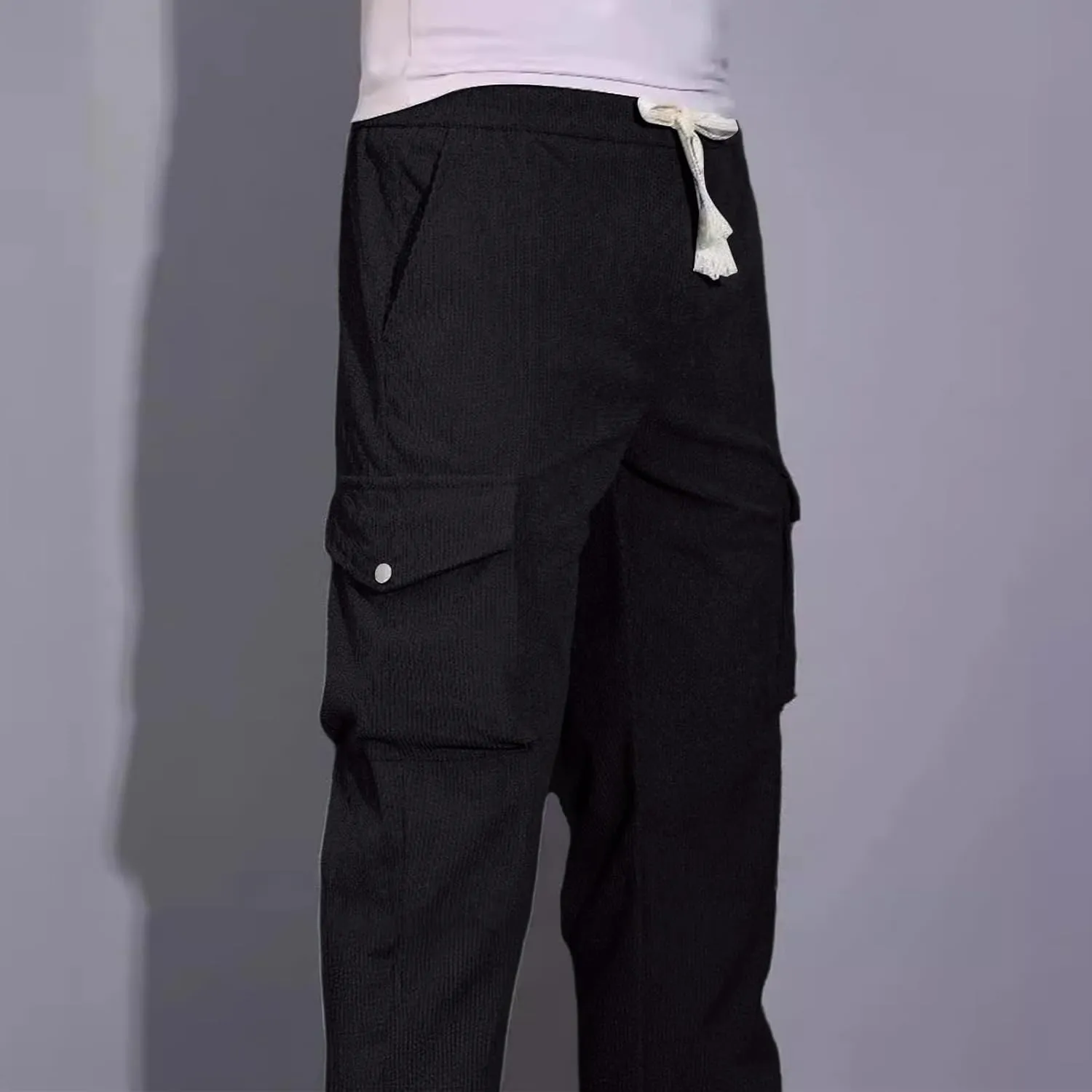 Men Casual Jogger Pants Loose Elastic Waist Drawstring Cargo Pant Fashion Workout Hiking Lounge Trousers with Pocket