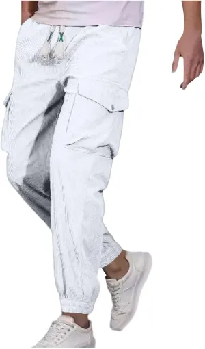 Men Casual Jogger Pants Loose Elastic Waist Drawstring Cargo Pant Fashion Workout Hiking Lounge Trousers with Pocket