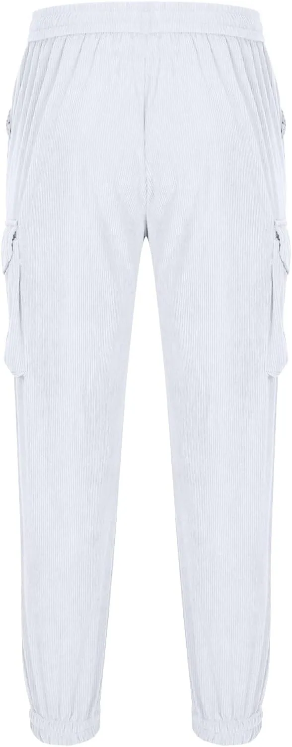 Men Casual Jogger Pants Loose Elastic Waist Drawstring Cargo Pant Fashion Workout Hiking Lounge Trousers with Pocket