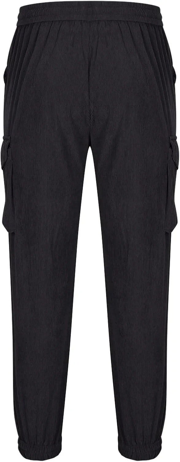 Men Casual Jogger Pants Loose Elastic Waist Drawstring Cargo Pant Fashion Workout Hiking Lounge Trousers with Pocket