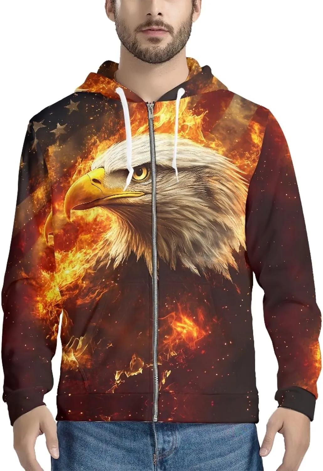 Men Novelty 3D Skull Print Long Sleeve Zip up Hoodies Pullover Sweatshirts with Pocket