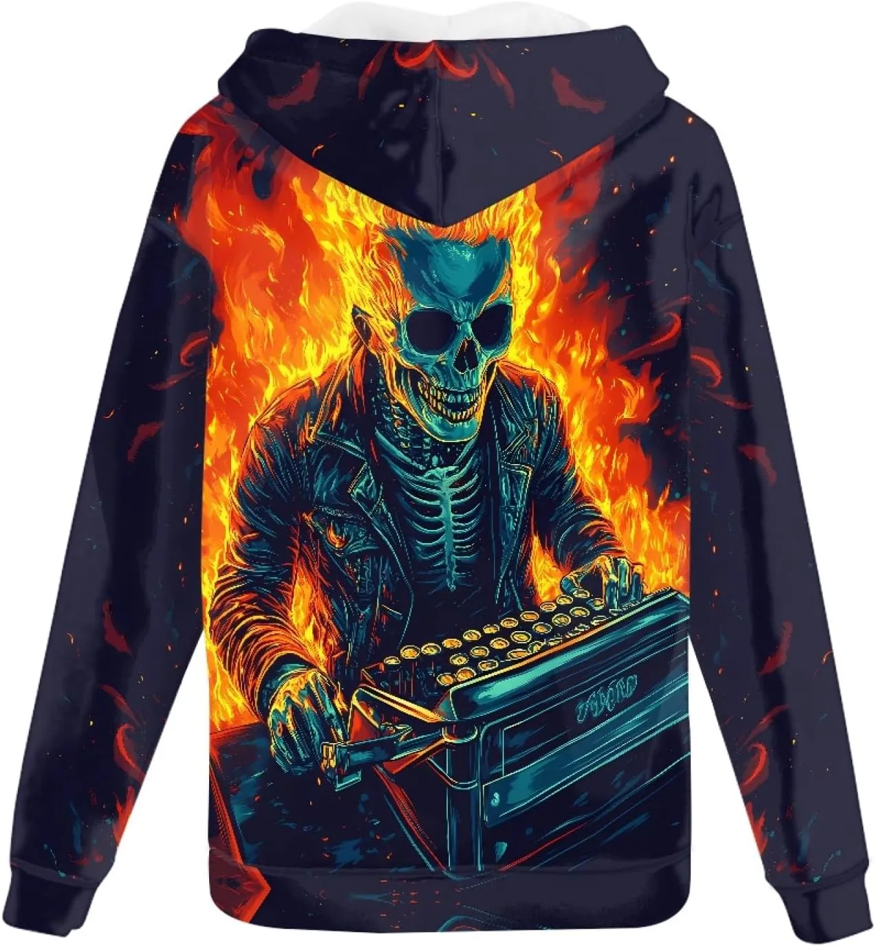 Men Novelty 3D Skull Print Long Sleeve Zip up Hoodies Pullover Sweatshirts with Pocket