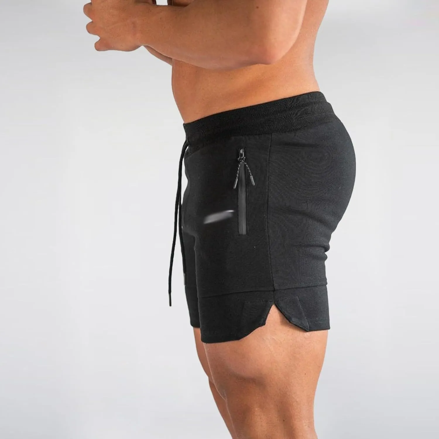 Men Workout Shorts Lightweigh Quick Dry Running Fitness SweatShorts Casual Drawstring Summer Shorts with Zip Pockets