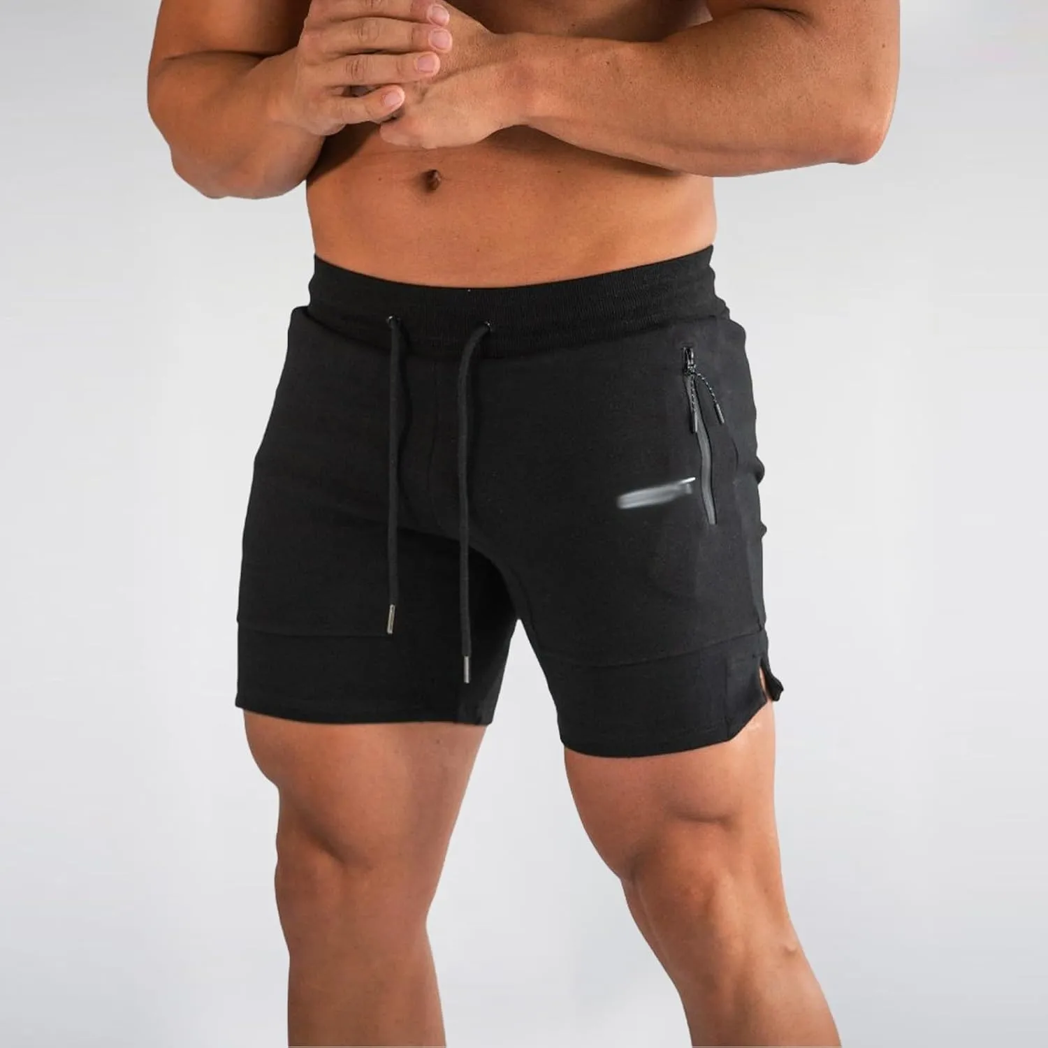 Men Workout Shorts Lightweigh Quick Dry Running Fitness SweatShorts Casual Drawstring Summer Shorts with Zip Pockets