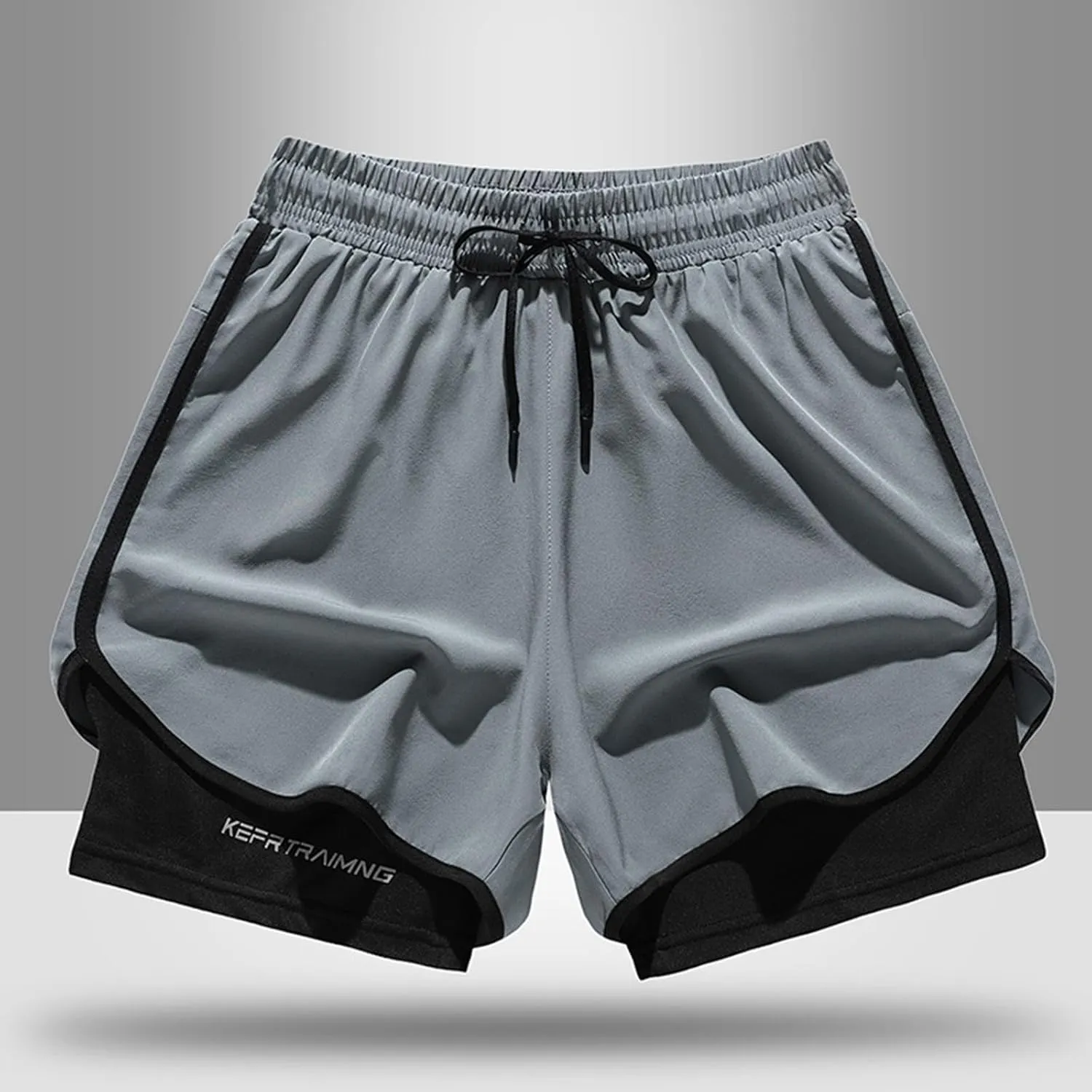 Mens 5" Gym Running Shorts Elastic Drawstring Waist Sweat-Shorts 2 in 1 Quick Dry Workout Athletic Short Pants