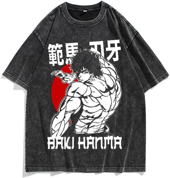 Men's 90s Vintage Anime Graphic Shirts Summer Casual Hip Hop Tee Streetwear Harajuku Top Tshirt Y2K Tops