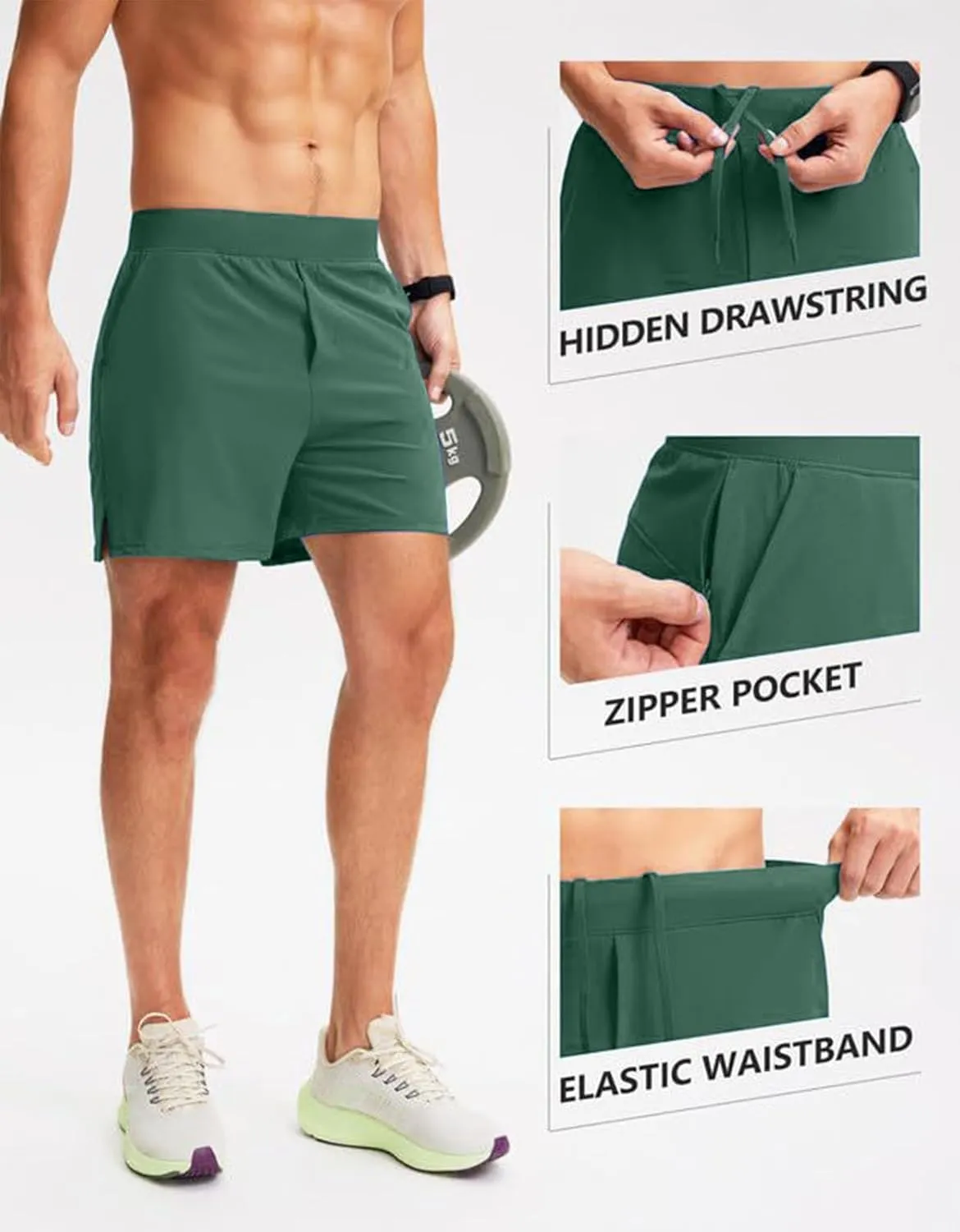 Mens Athletic Running Shorts Classic Stretch Waist Drawstring Quick Dry Work Short Pants Outdoor Gym Workout Shorts