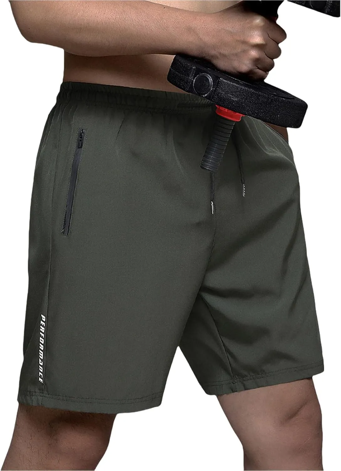 Men's Athletic Shorts Gym Workout Sweat Shorts Quick Dry Water-Repellent Pants Summer Running Pants with Zip Pockets