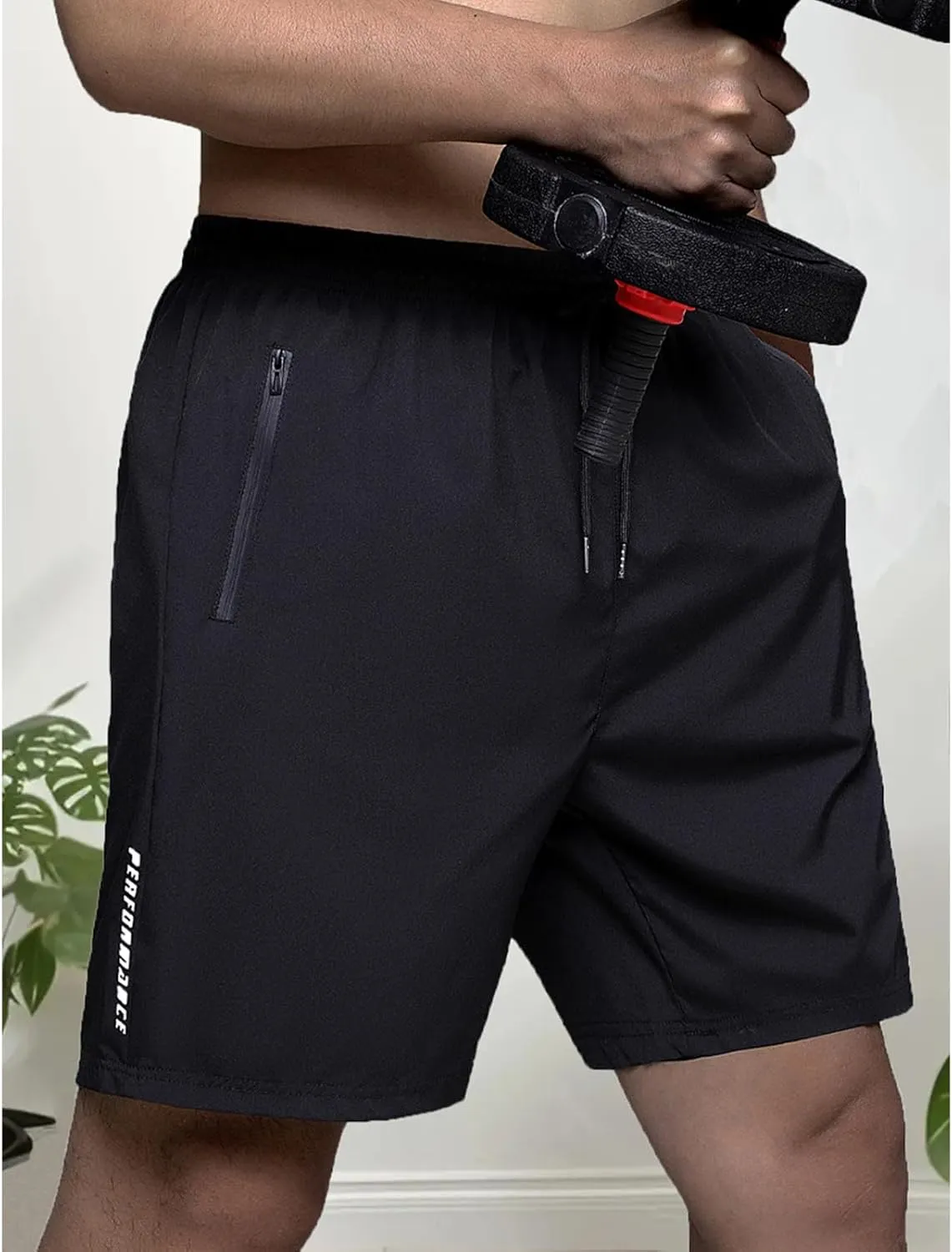 Men's Athletic Shorts Gym Workout Sweat Shorts Quick Dry Water-Repellent Pants Summer Running Pants with Zip Pockets