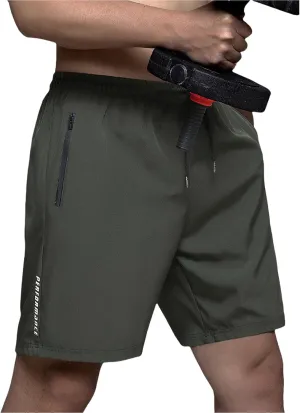 Men's Athletic Shorts Gym Workout Sweat Shorts Quick Dry Water-Repellent Pants Summer Running Pants with Zip Pockets