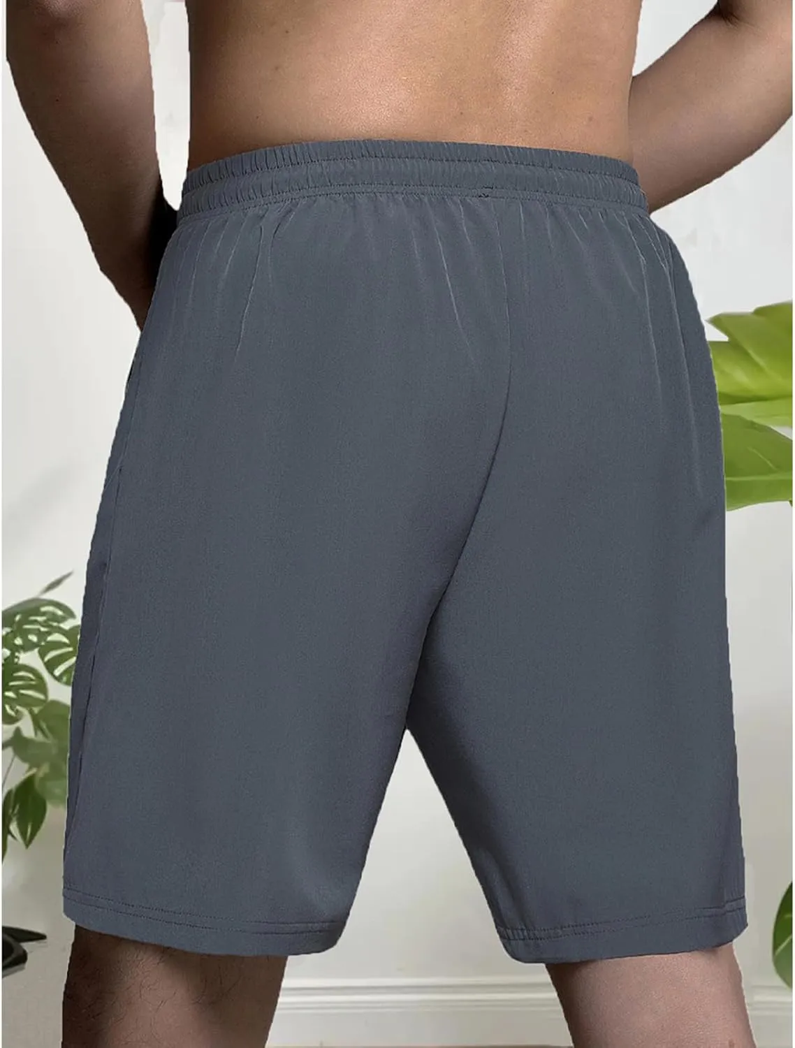 Men's Athletic Shorts Gym Workout Sweat Shorts Quick Dry Water-Repellent Pants Summer Running Pants with Zip Pockets