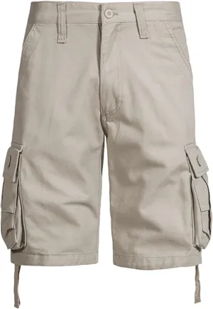 Mens Cargo Shorts Casual Plus Size Drawstring Loose Short Pants Vintage Retro Multiple Pockets Solid Work Shorts