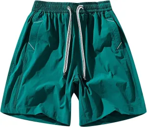 Men's Cargo Shorts Elastic Waist Drawstring Summer Casual Quick Dry Athletic Sport Jogging Shorts with 5 Pocket