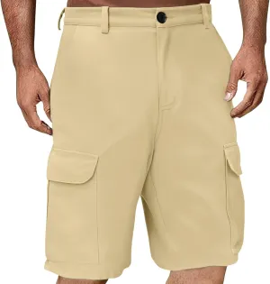 Men's Cargo Shorts Flat Front Button Lightweight Stretch Relaxed Fit Summer Pant 2025 Fishing Golf Shorts with Pocket