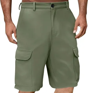 Men's Cargo Shorts Flat Front Button Lightweight Stretch Relaxed Fit Summer Pant 2025 Fishing Golf Shorts with Pocket