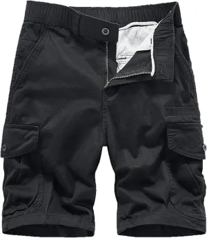 Men's Cargo Shorts Multi Pockets Elastic Waist Casual Chino Pants Summer Fashion Zipper Hiking Golf Fishing Shorts
