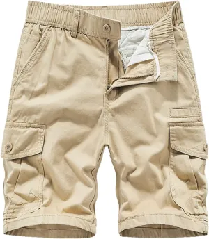 Men's Cargo Shorts Multi Pockets Elastic Waist Casual Chino Pants Summer Fashion Zipper Hiking Golf Fishing Shorts
