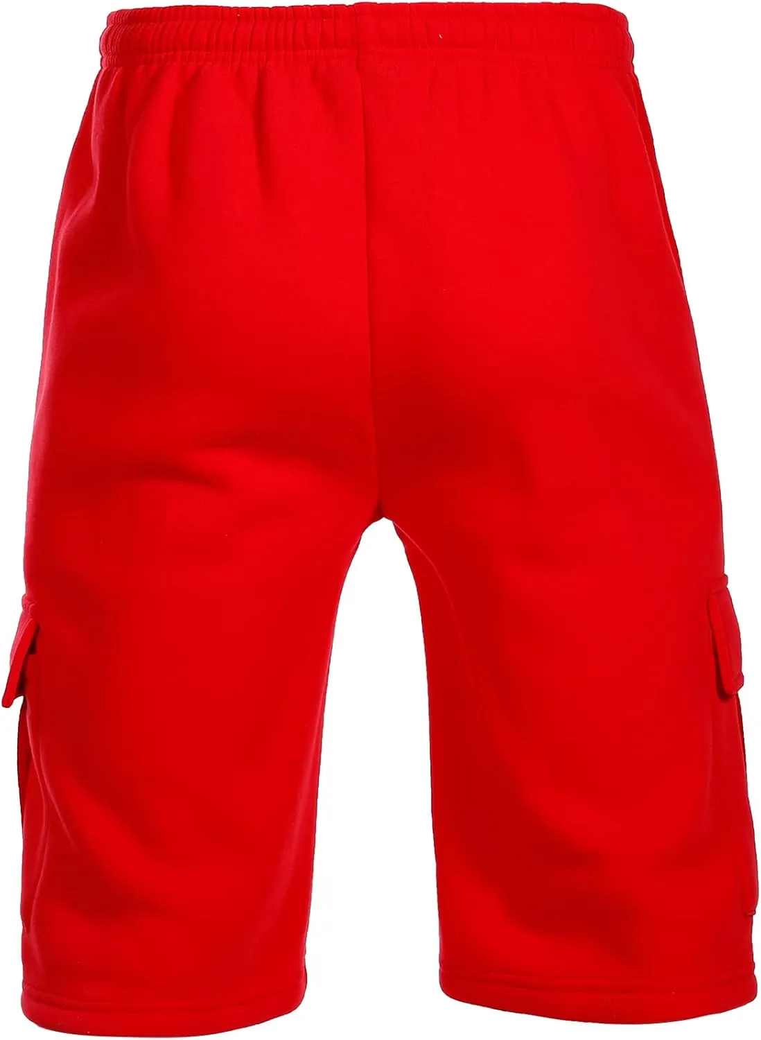 Men's Cargo Sweat Shorts Elastic Waist Drawstring Below The Knee Wokout Jogger Shorts with Multi Pockets