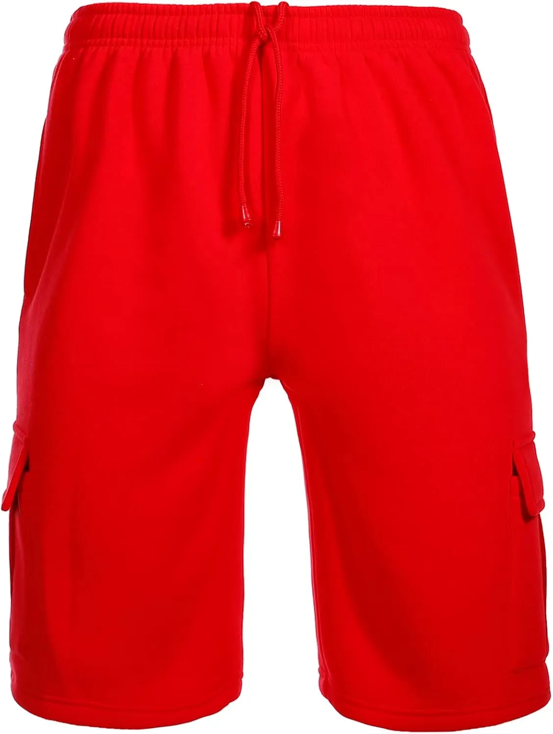 Men's Cargo Sweat Shorts Elastic Waist Drawstring Below The Knee Wokout Jogger Shorts with Multi Pockets