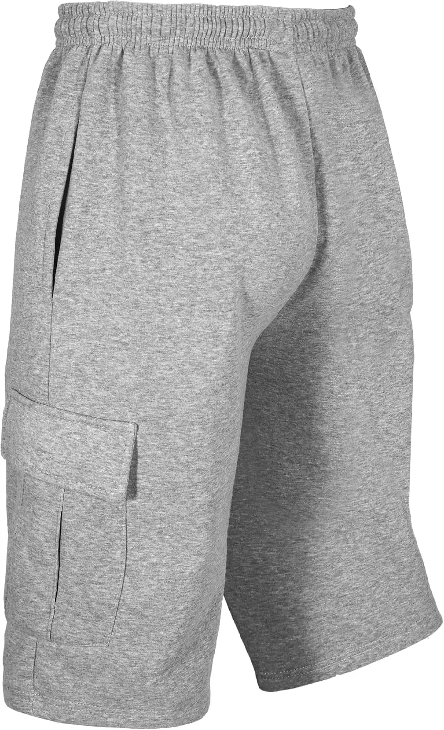 Men's Cargo Sweat Shorts Elastic Waist Drawstring Below The Knee Wokout Jogger Shorts with Multi Pockets