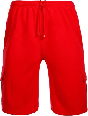 Men's Cargo Sweat Shorts Elastic Waist Drawstring Below The Knee Wokout Jogger Shorts with Multi Pockets
