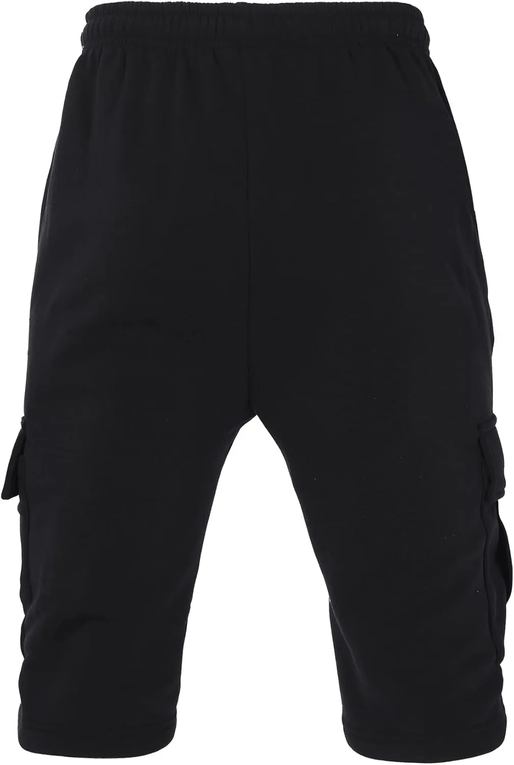 Men's Cargo Sweat Shorts Elastic Waist Drawstring Below The Knee Wokout Jogger Shorts with Multi Pockets