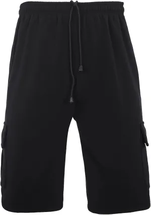 Men's Cargo Sweat Shorts Elastic Waist Drawstring Below The Knee Wokout Jogger Shorts with Multi Pockets