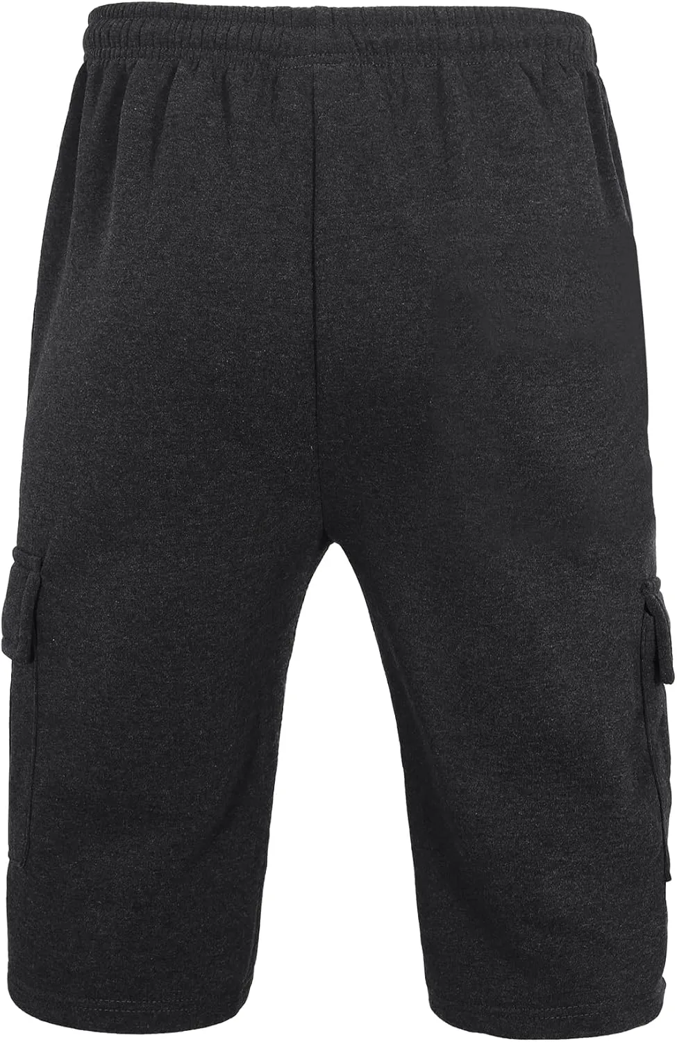 Men's Cargo Sweat Shorts Elastic Waist Drawstring Below The Knee Wokout Jogger Shorts with Multi Pockets