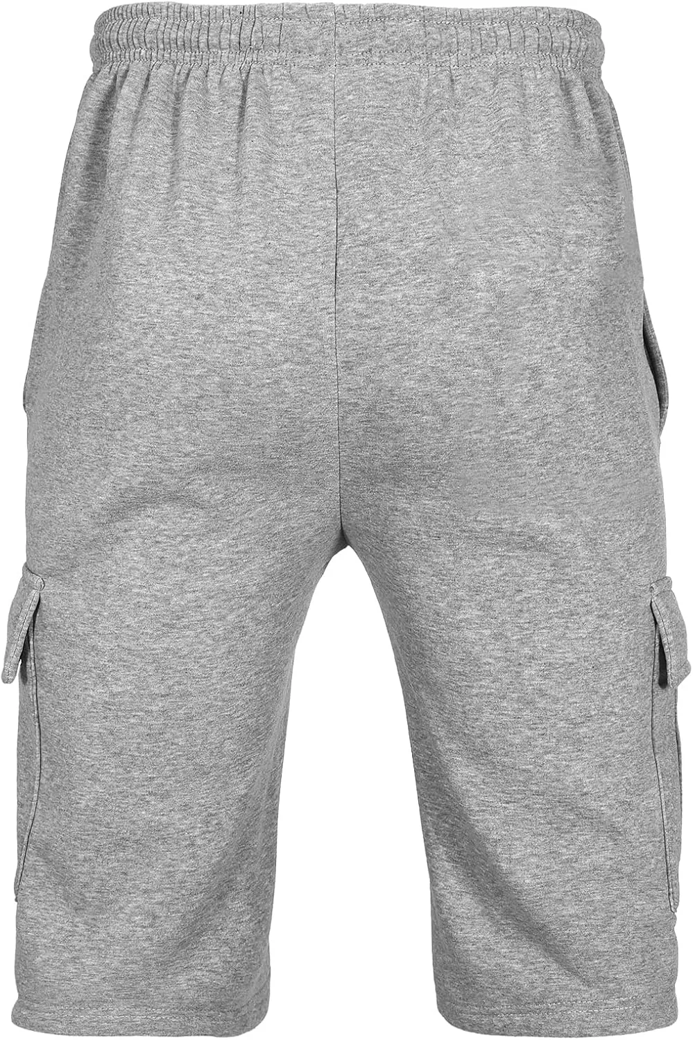 Men's Cargo Sweat Shorts Elastic Waist Drawstring Below The Knee Wokout Jogger Shorts with Multi Pockets