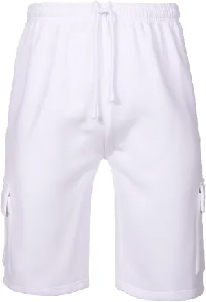 Men's Cargo Sweat Shorts Elastic Waist Drawstring Below The Knee Wokout Jogger Shorts with Multi Pockets