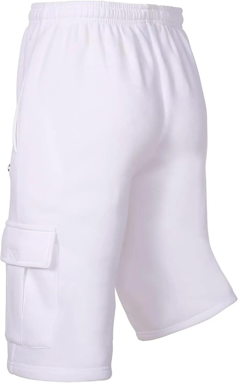 Men's Cargo Sweat Shorts Elastic Waist Drawstring Below The Knee Wokout Jogger Shorts with Multi Pockets