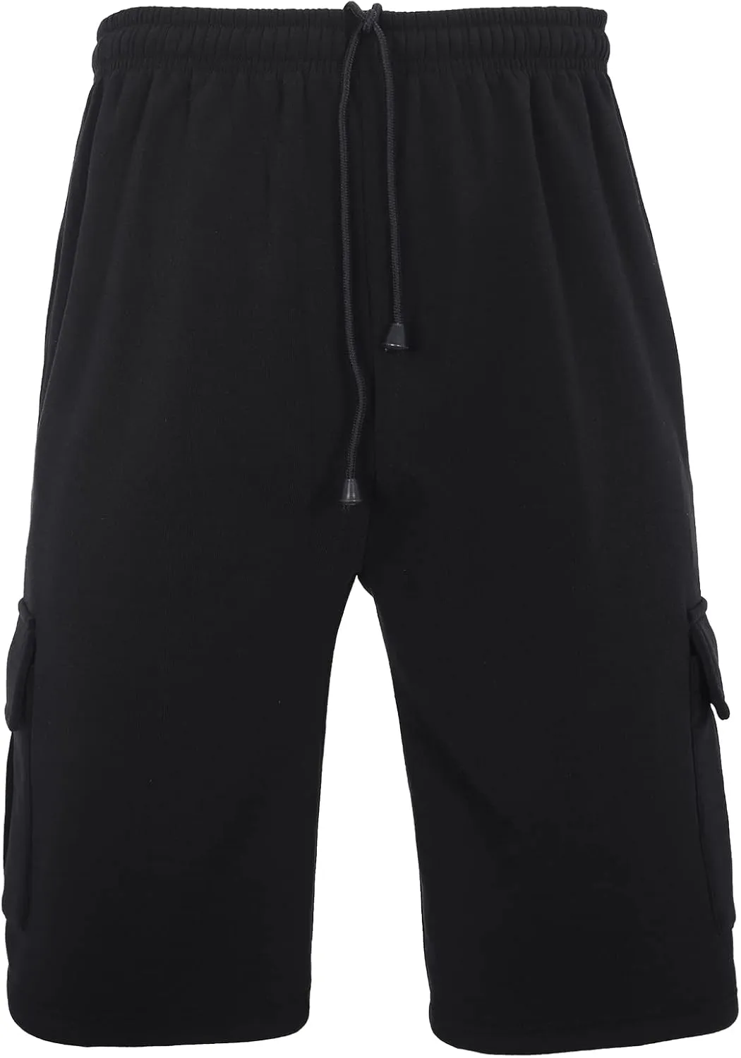 Men's Cargo Sweat Shorts Elastic Waist Drawstring Below The Knee Wokout Jogger Shorts with Multi Pockets