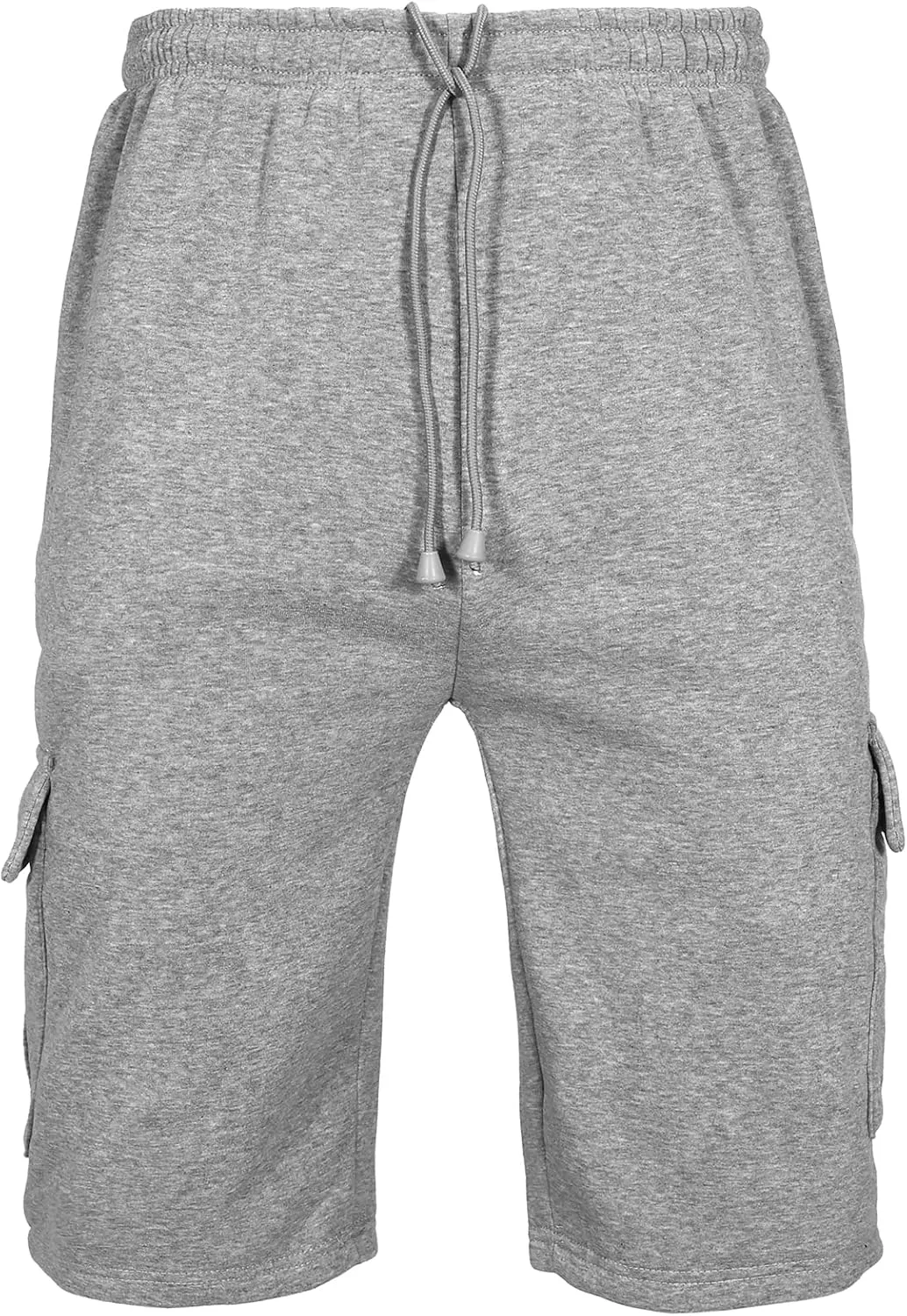Men's Cargo Sweat Shorts Elastic Waist Drawstring Below The Knee Wokout Jogger Shorts with Multi Pockets