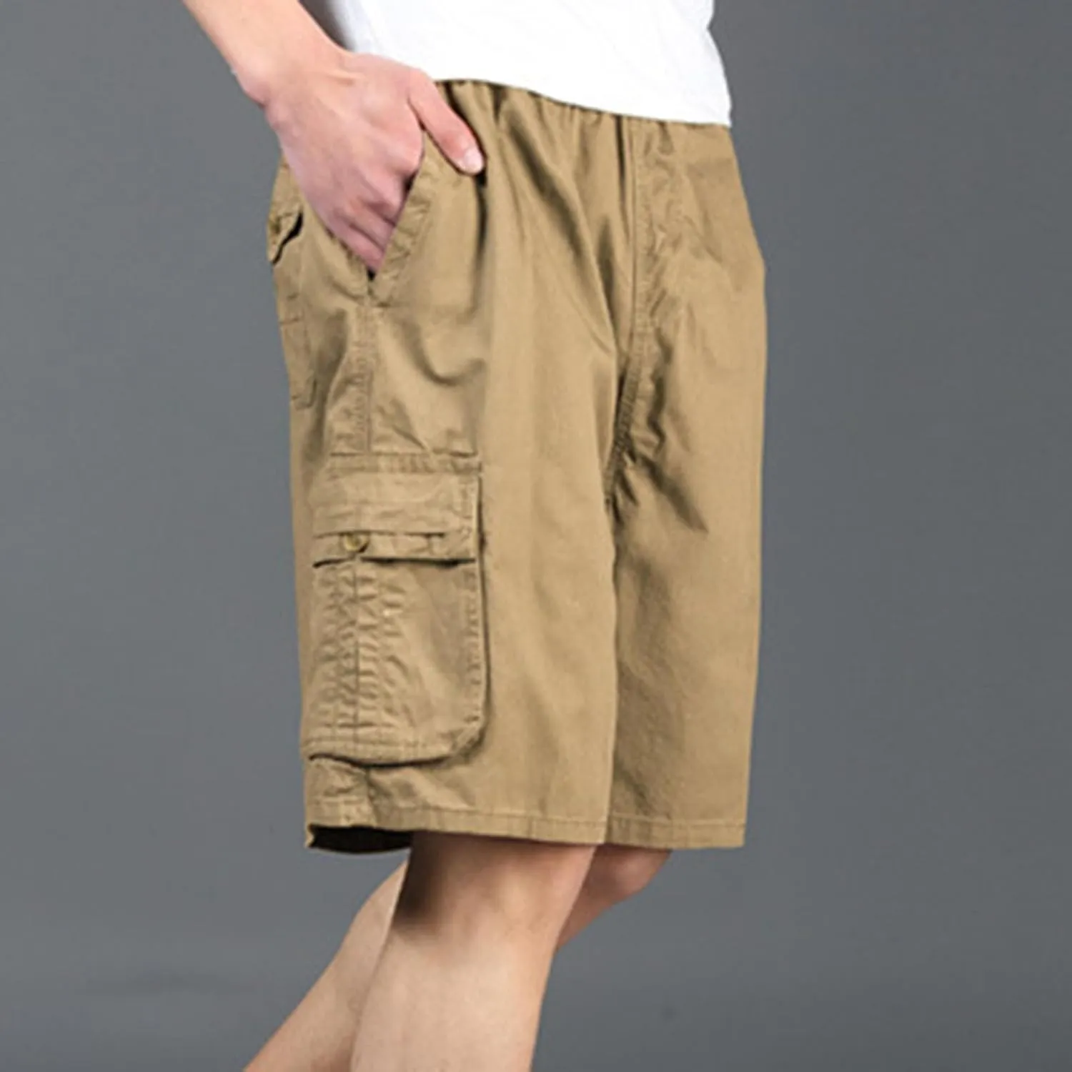 Men's Carpenter Denim Shorts Summer Classic Multiple Pocket Design Cargo Hiking Shorts with Durable Triple-Stitch Hem