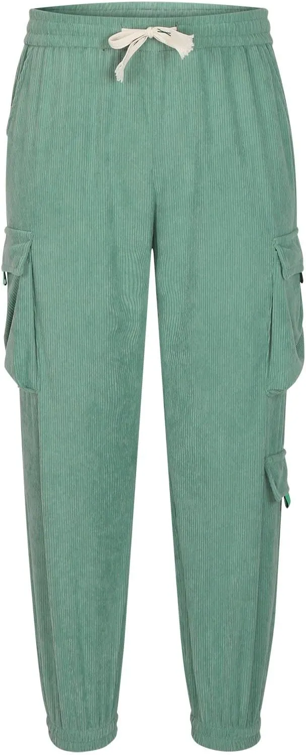 Mens Casual Cargo Pants Stylish Drawstring Athletic Joggers Pant Casual Elastic Waist Plain Cinch Bottom Sweatpants