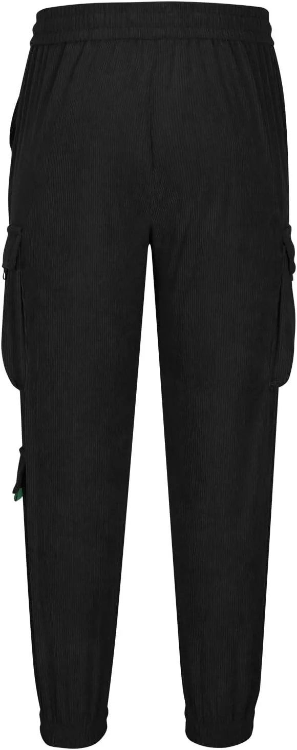Mens Casual Cargo Pants Stylish Drawstring Athletic Joggers Pant Casual Elastic Waist Plain Cinch Bottom Sweatpants