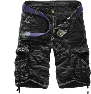 Mens Casual Cargo Shorts Multi Pockets Capri Pants
