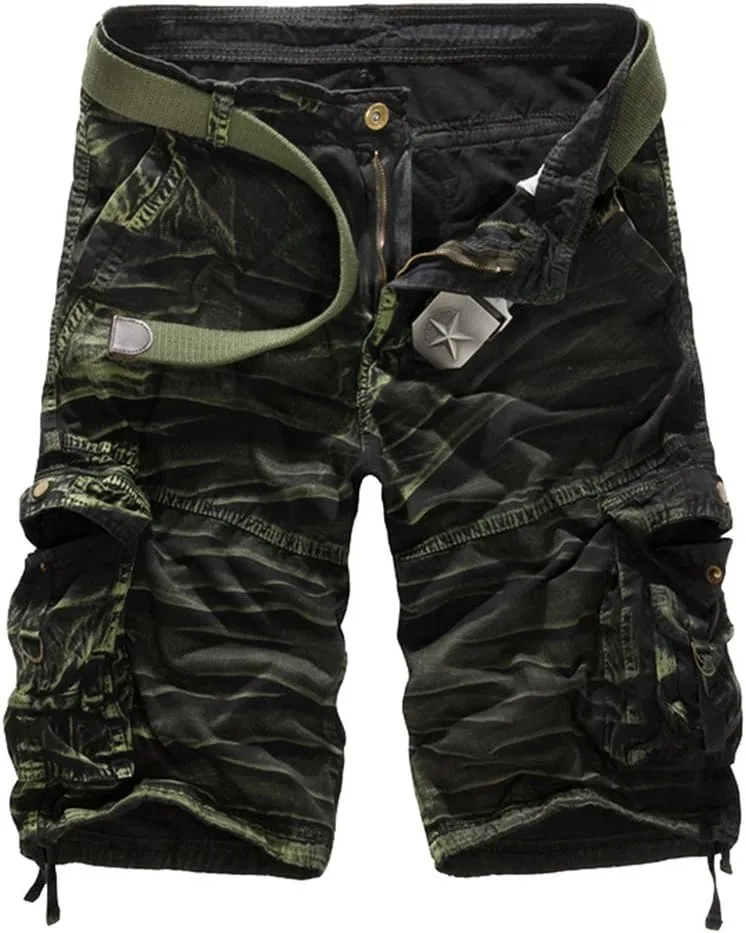 Mens Casual Cargo Shorts Multi Pockets Capri Pants