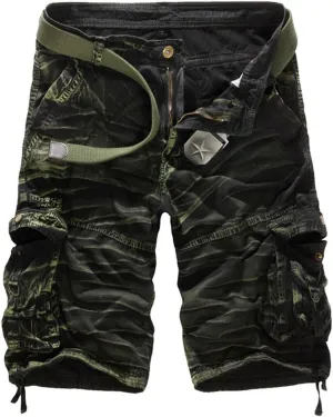 Mens Casual Cargo Shorts Multi Pockets Capri Pants