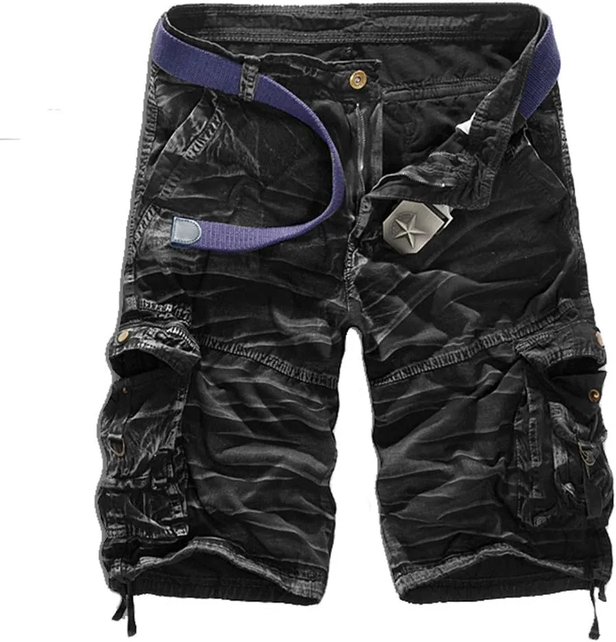 Mens Casual Cargo Shorts Multi Pockets Capri Pants